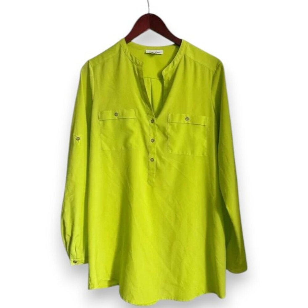 Calvin Klein Lime Green Button-Up Blouse